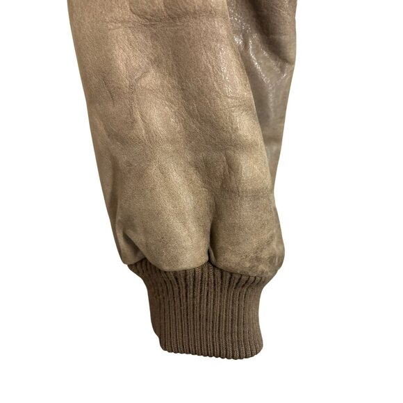 Vintage Midway Brown Genuine Leather Bomber Jacket Size 42 With Front Pockets an - Picture 6 of 16